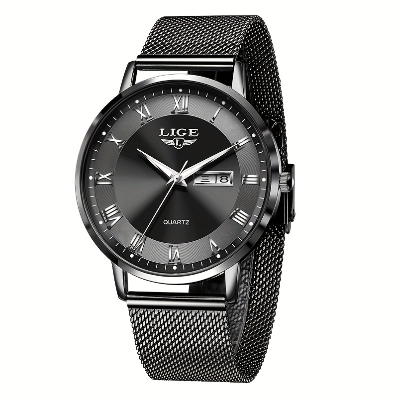 LIGE Dames Elegant Roestvrij Quartz Analoog Horloge met Datumkalender, Quartz Polshorloge Geschikt voor Dagelijks Gebruik - Tijdsmeter, Valentijnscadeau voor Vrouwen & Mannen (Merk) - Afbeelding 9