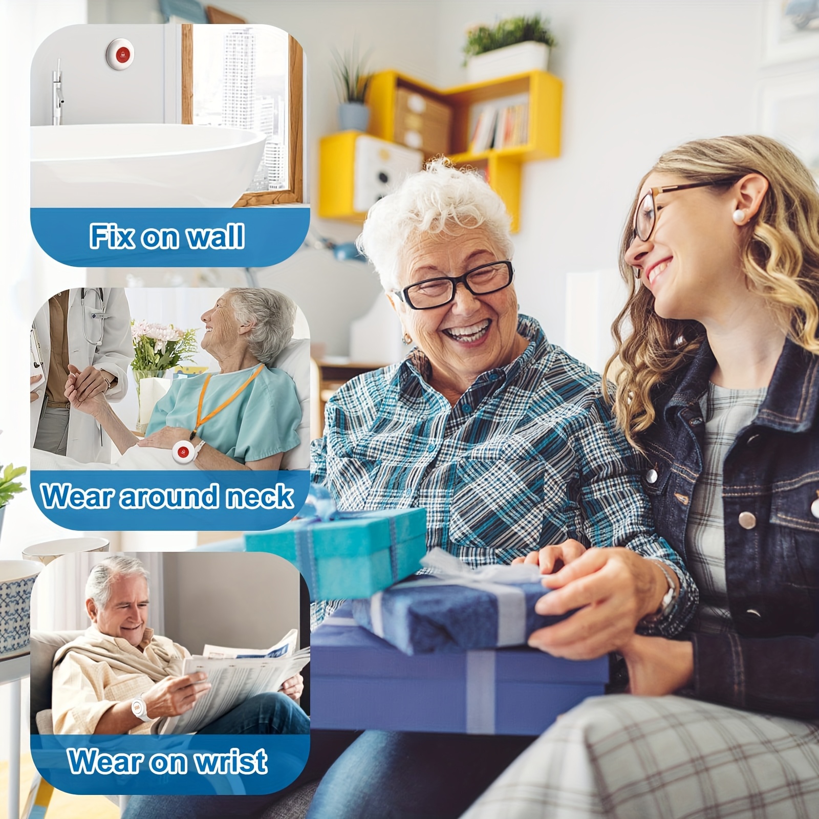 Tuya Intelligente Draadloze Noodknop SOS Medisch Alarm Systeem voor Ouderen, One Click Alarm Pager, 2-Pack - Afbeelding 2