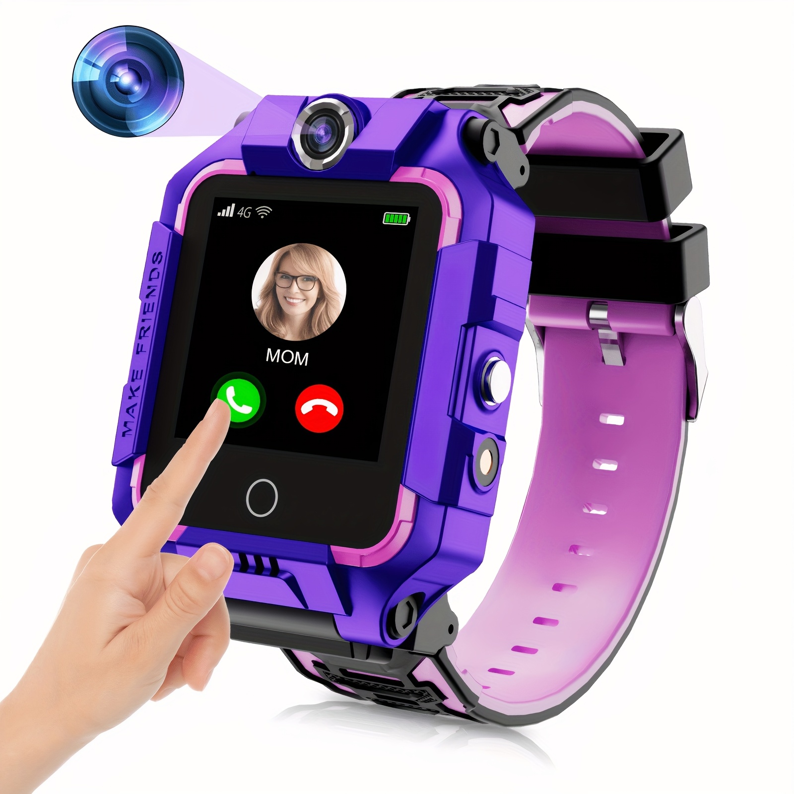 4G(LTE) Elektronisch Smartwatch - Intelligent, 360 Graden Draaibaar Scherm, Spraak- & Videochatmogelijkheden, Gezichtsherkenning, Dubbele Camera's, Foto- & Spraakopname, Muziek- & Videoafspelen, GPS-tracking - Afbeelding 5