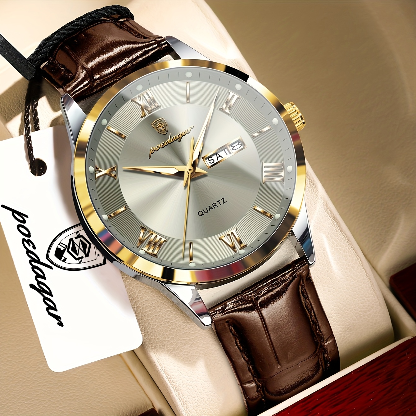 Luxe Zakelijk Herenhorloge met Lichtgevende Waterdichte Kalender, Casual Quartz Herenpolshorloge - Afbeelding 13