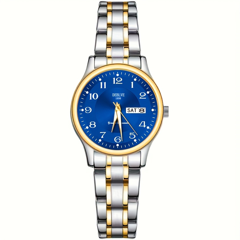 DEBLVE Dames Ultra-Dunne Roestvrijstalen Quartz Horloge - Stijlvol, Lichtgewicht, IPX7 met Kalender, Luminous Dagweergave en Roestvrijstalen Band - Perfect voor Casual Wear, DEBLVE - Afbeelding 3