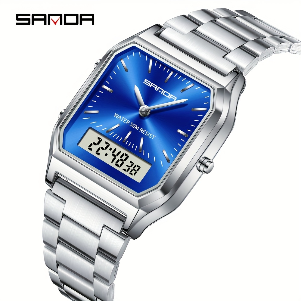 SANDA Herenhorloge Modieuze Prestaties Waterdicht Zakelijk Meerdere Kleuren Eenvoudig Herenhorloge Staalband Herenhorloge Festivalcadeau - Afbeelding 11