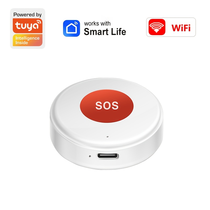 WiFi SOS-knop Slim Huis Noodalarmapparaat Werkt met Tuya Smart Life APP Veiligheidsalarm voor Ouderen en Kinderen APP Bewaking op Afstand - Afbeelding 3