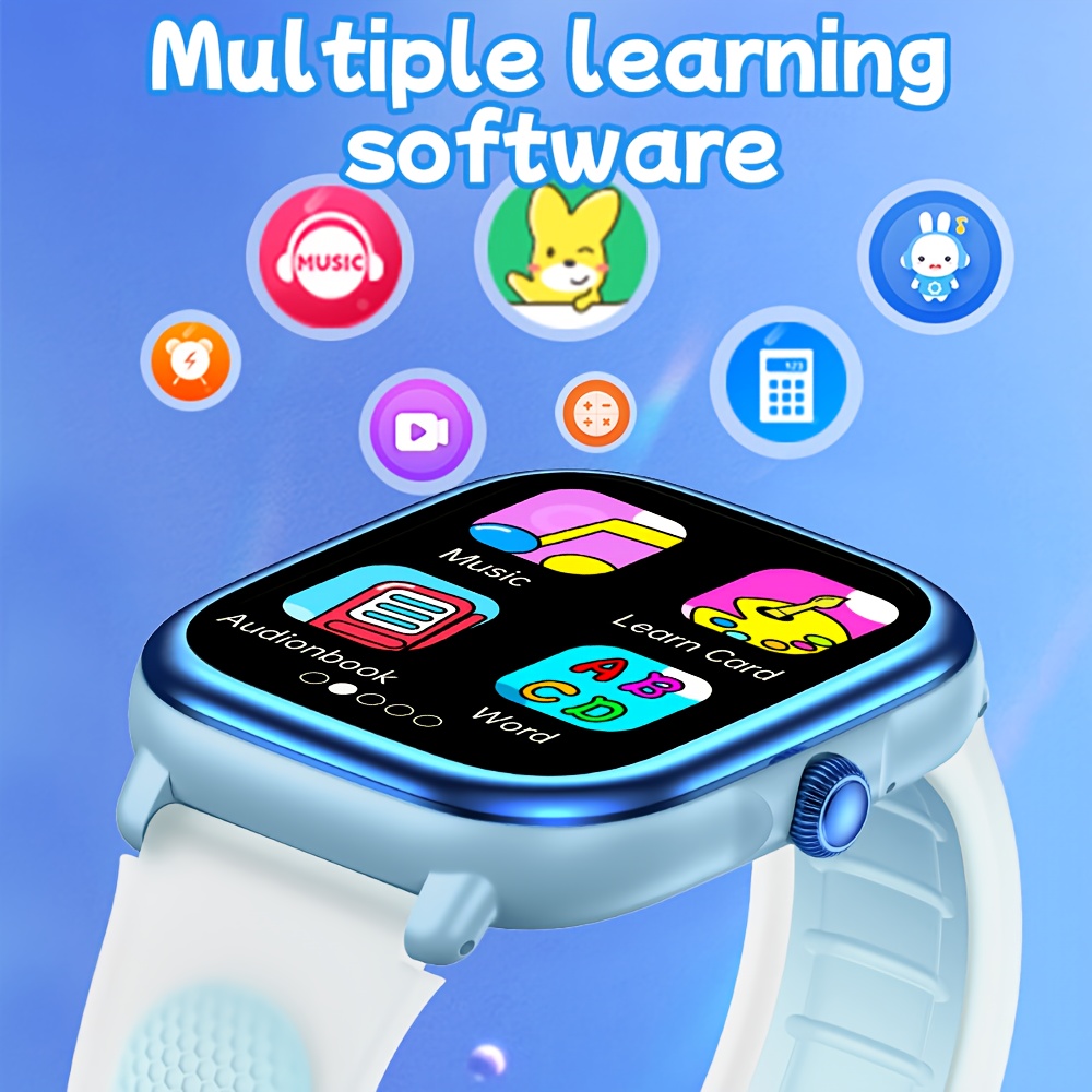 Kinderen Blauwe Smartwatch met 4,65 cm 240*284 Pixels IPS Scherm, Rekenmachine, Lokale Muziekspeler, MP3 Speler, LED Zaklamp & Spellen, Wekker, Aftimer, Stopwatch, JL7013A6, 300mAh Batterij, Siliconen Band, Fitness Tracker, Leerapparaat voor Jongens & Meisjes, Perfect Cadeau voor de Feestdagen - Afbeelding 9
