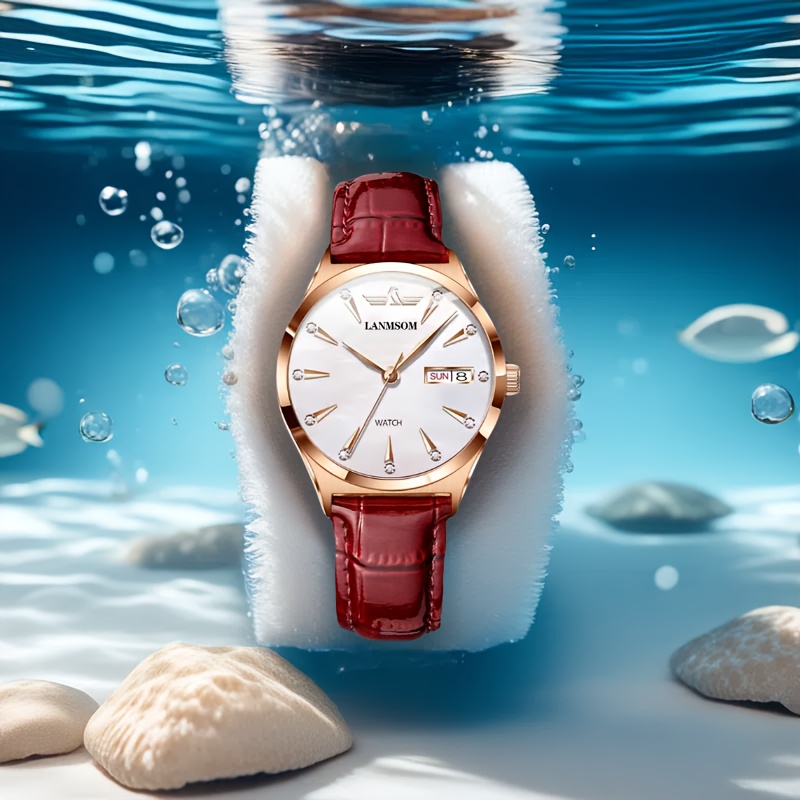 1 Nieuwe Stijlvolle en Casual PU-leren Trendy, Elegante, Verfijnde, Simpele en Veelzijdige Zakelijke Dameshorloge met Quartz. Toont Weekdag, Datum en is een Ideale Cadeaukeuze voor Verjaardagen, Feestdagen, Jubilea, of als Cadeau voor Jezelf, Familie, Geliefden of Vrienden - Afbeelding 8
