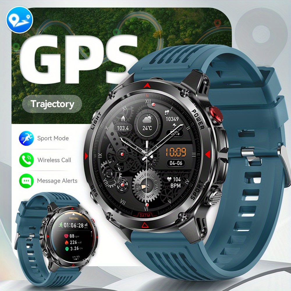 Heren Outdoor Smartwatch, GPS Nauwkeurige Positionering, Ingebouwd Kompas, LED Licht, 3ATM, Ondersteunt 100+ Sportmodi, Draadloze Gesprekken, Multimedia Informatie Weergave, Meerdere Weersmodi, Outdoor Avontuur Smart Armband, Metalen Behuizing Ontwerp - Afbeelding 7