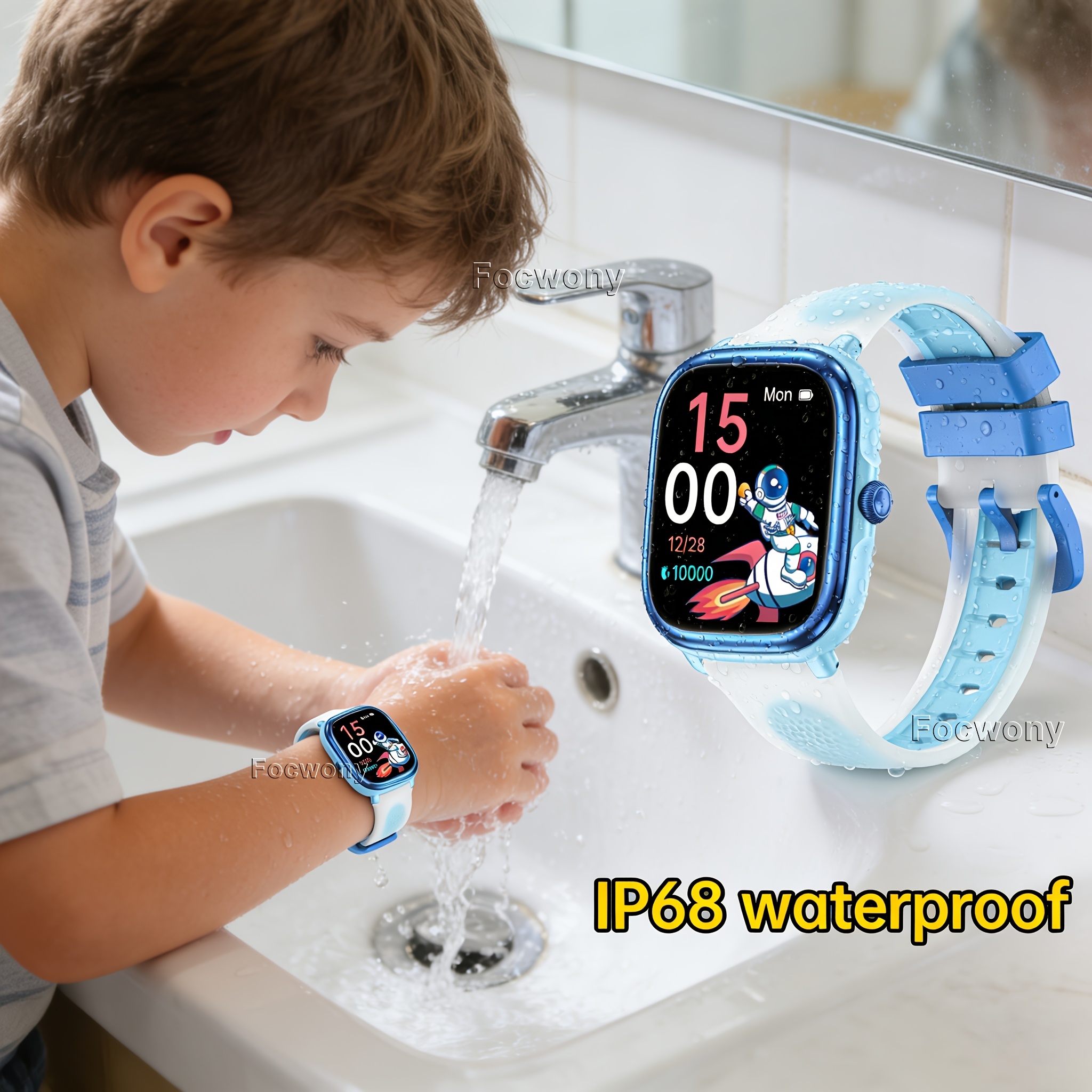 Kinderen Blauwe Smartwatch met 4,65 cm 240*284 Pixels IPS Scherm, Rekenmachine, Lokale Muziekspeler, MP3 Speler, LED Zaklamp & Spellen, Wekker, Aftimer, Stopwatch, JL7013A6, 300mAh Batterij, Siliconen Band, Fitness Tracker, Leerapparaat voor Jongens & Meisjes, Perfect Cadeau voor de Feestdagen - Afbeelding 4