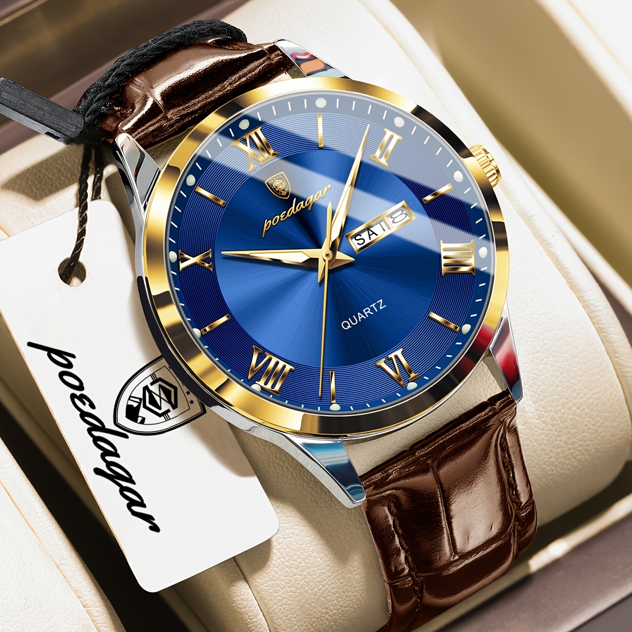 Luxe Zakelijk Herenhorloge met Lichtgevende Waterdichte Kalender, Casual Quartz Herenpolshorloge - Afbeelding 6
