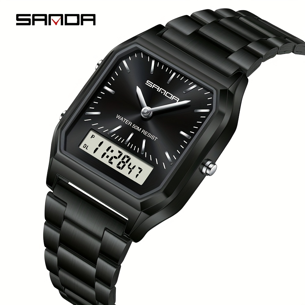 SANDA Herenhorloge Modieuze Prestaties Waterdicht Zakelijk Meerdere Kleuren Eenvoudig Herenhorloge Staalband Herenhorloge Festivalcadeau - Afbeelding 12