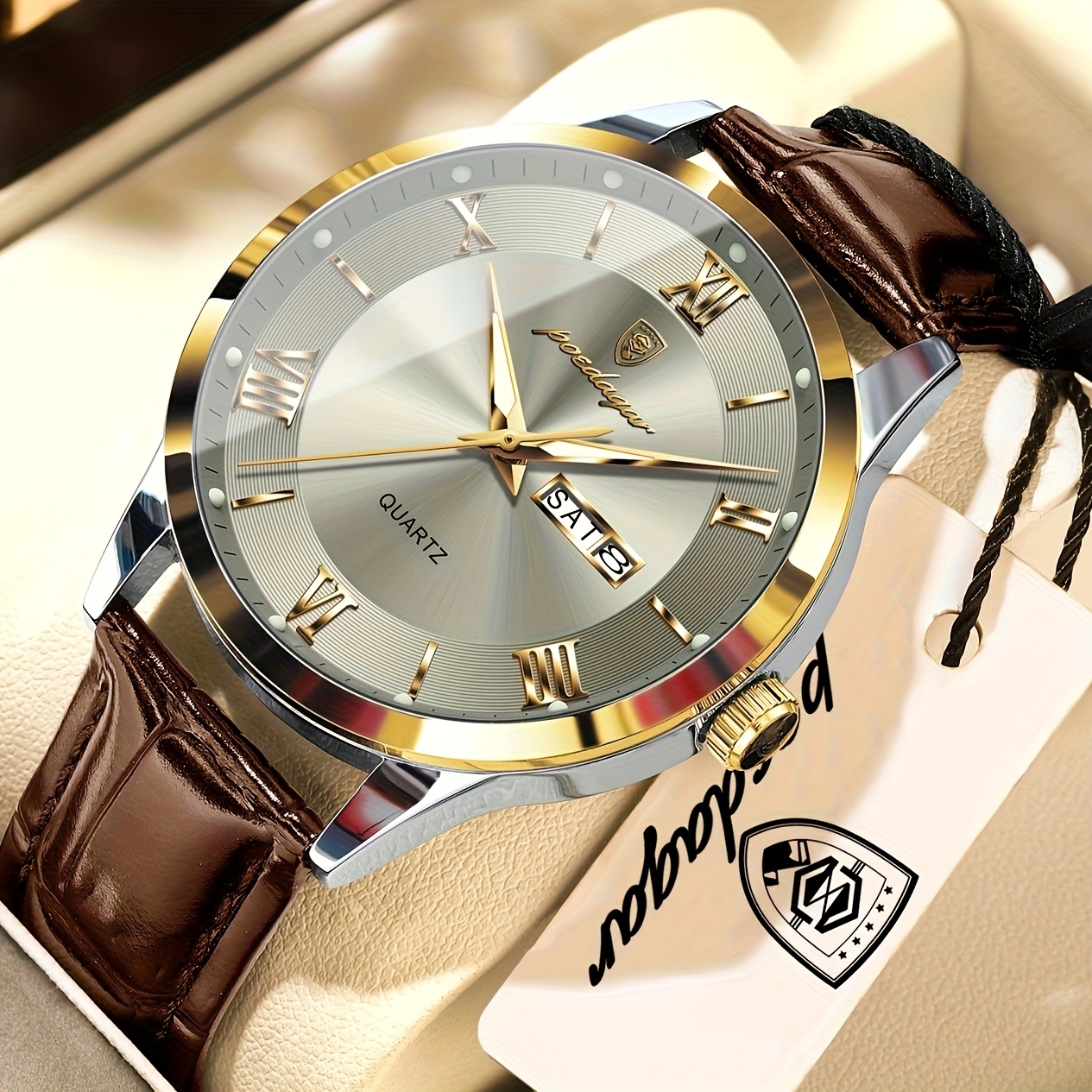 Luxe Zakelijk Herenhorloge met Lichtgevende Waterdichte Kalender, Casual Quartz Herenpolshorloge - Afbeelding 11