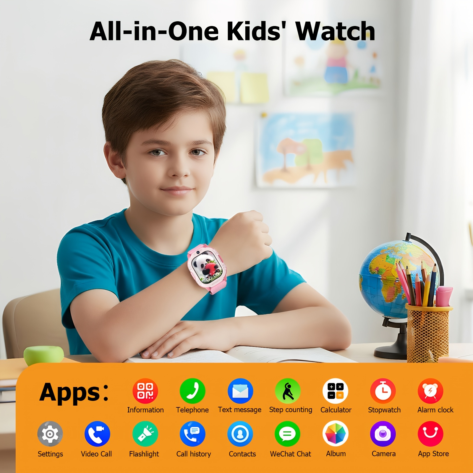 De nieuwste 2026 4G Smartwatch heeft video- en belfuncties, waardoor het het perfecte verjaardags- of kerstcadeau is voor jongens en meisjes vanaf 3 jaar. Het ondersteunt een leermodus, spellen, wekker, muziek en 4G netwerkconnectiviteit. - Afbeelding 4