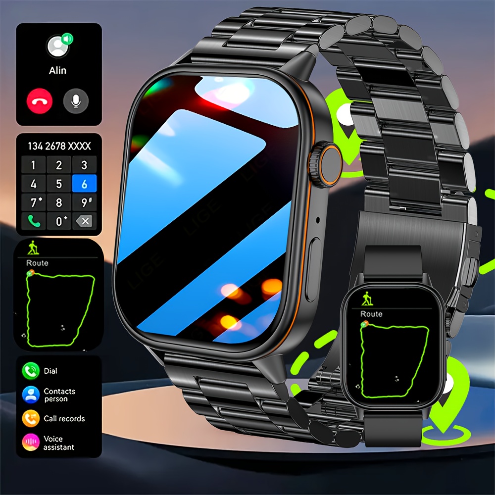 DAORKOW GPS Smartwatch, RVS Outdoor Kompas Sporthorloge, 5,11 cm HD-scherm, 170+ Sportmodi, Track, Draadloos Bellen, USB-opladen, 420mAh Lithium-polymeerbatterij, Unisex - Cadeau voor Valentijnsdag, Moederdag, Vrouwendag, Ramadan, Onafhankelijkheidsdag - Afbeelding 7