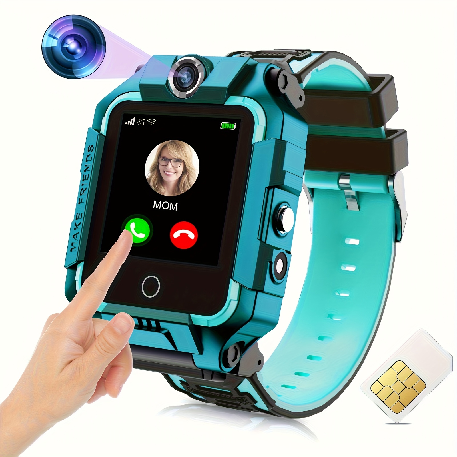 4G(LTE) Elektronisch Smartwatch - Intelligent, 360 Graden Draaibaar Scherm, Spraak- & Videochatmogelijkheden, Gezichtsherkenning, Dubbele Camera's, Foto- & Spraakopname, Muziek- & Videoafspelen, GPS-tracking - Afbeelding 7