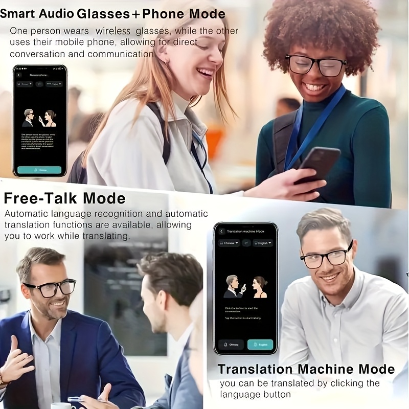 Slimme AI Fotochrome Bril, Ondersteunt Voice Assistant, Voice Recording/Vertaling/Draadloos Bellen, Nieuwe AI Fashion Slimme Bril, AI Dialogue/Lichtgewicht, Slimme Bril voor Mannen en Vrouwen, Kerstcadeau/Verjaardagsfeest/Holiday Cadeau - Afbeelding 7