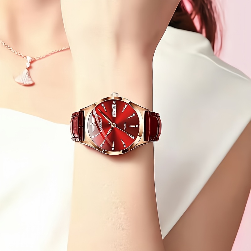 1 Nieuwe Stijlvolle en Casual PU-leren Trendy, Elegante, Verfijnde, Simpele en Veelzijdige Zakelijke Dameshorloge met Quartz. Toont Weekdag, Datum en is een Ideale Cadeaukeuze voor Verjaardagen, Feestdagen, Jubilea, of als Cadeau voor Jezelf, Familie, Geliefden of Vrienden - Afbeelding 12