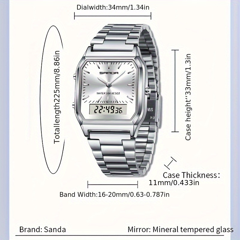 SANDA Herenhorloge Modieuze Prestaties Waterdicht Zakelijk Meerdere Kleuren Eenvoudig Herenhorloge Staalband Herenhorloge Festivalcadeau - Afbeelding 2