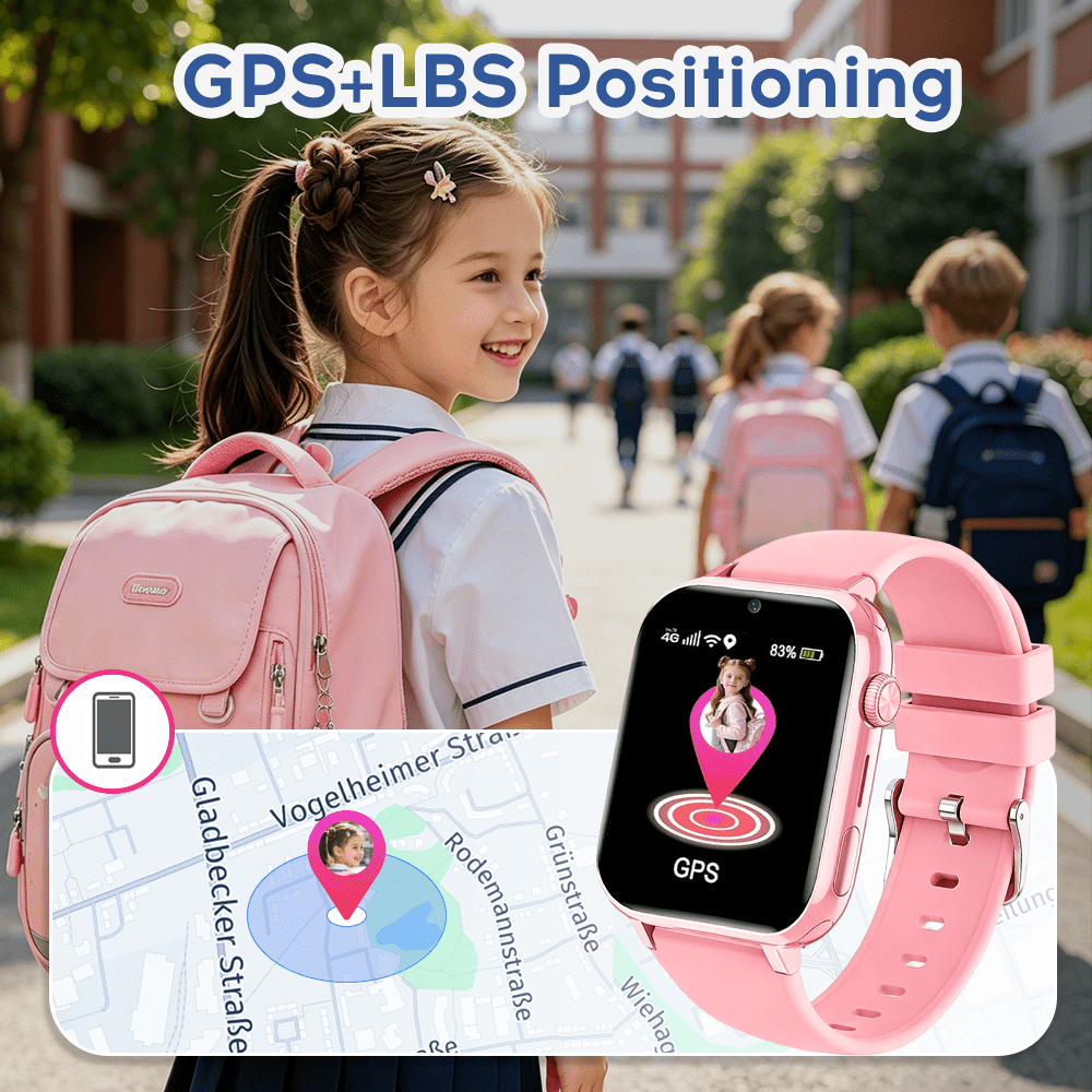 Smartwatch, 4G Telefoonhorloge voor Basisschool- en Middelbare Schoolstudenten, SIM-kaart Plug-In, Tweeweg Video Bellen, SOS Noodoproep, Stappenteller, GPS Locatie Smartwatch - Afbeelding 6